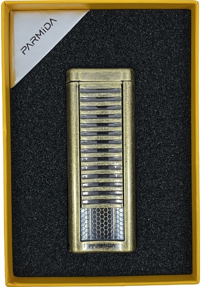Parmida Antik Bronz Çift Pürmüz Alevli Puro Çakmağı Punch Fonksiyonlu Kahverengi