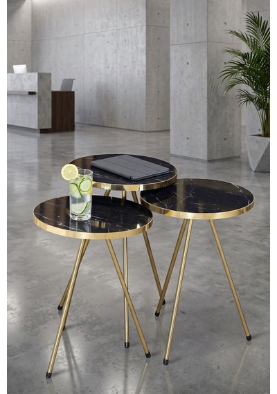 Metal Gold Zigon Siyah 3'lü Çok Renkli