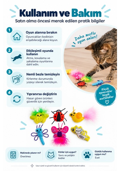 Petstages Cute As A Bug Böcek Şeklinde Catnip'li Kedi Çiğneme Oyuncağı 6'lı Paket