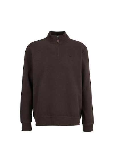 Mustang Kahverengi Erkek Fermuarlı Basic Nakışlı Sweatshirt M6wm-swt1591 Kahve