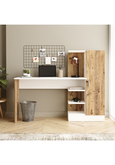 Robinhome Robin Home Arthur Kitaplıklı Çalışma Masası Çam Beyaz (520440006) Beyaz