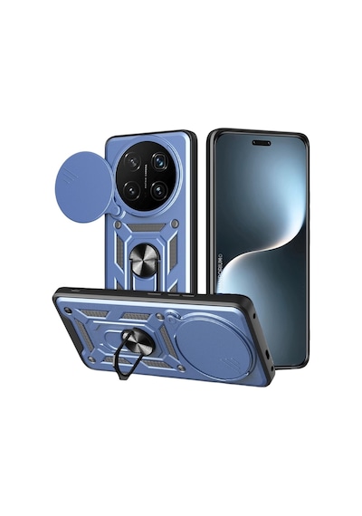 Honor Magic 7 Pro Uyumlu Tank Kılıf - Yüzüklü Standlı Zırhlı Outdoor Kapak - Lacivert Lacivert