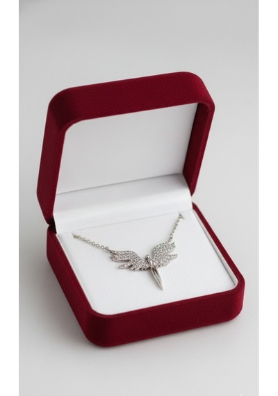 Çekirdekjewelry 925 Ayar Gümüş Rodyum Kaplama Mikail Kolye Gri