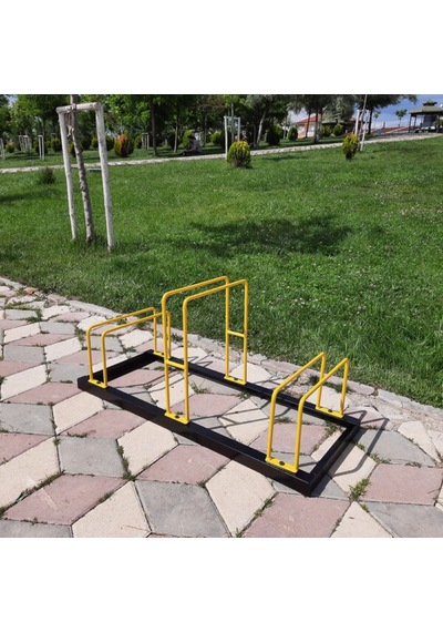 Bisiklet Park Yeri Bisiklet Bağlama Demiri 3'Lü Sarı - Siyah
