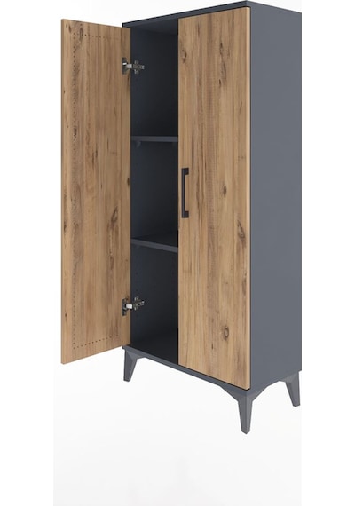 Arges Dolap 2 Raflı 2 Kapaklı 60x30x134 Antrasit-çam Antrasit