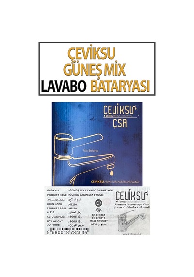 Güneş Mix Model Lavabo Bataryası Krom