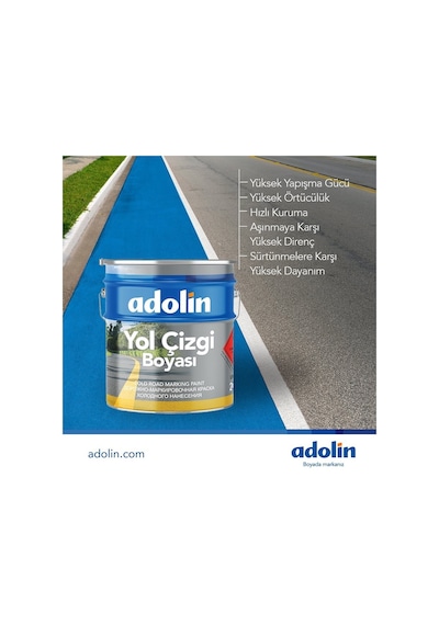 Adolin Yol Çizgi Boyası Beyaz Sarı 0.875 KG