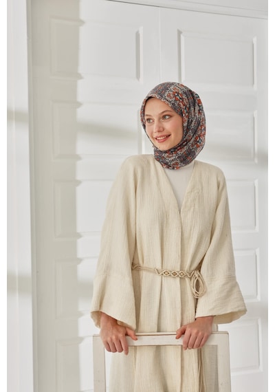 Silk Home Soft Eşarp 73093-18 Gri, Turuncu, Ekru, Bebe Mavi