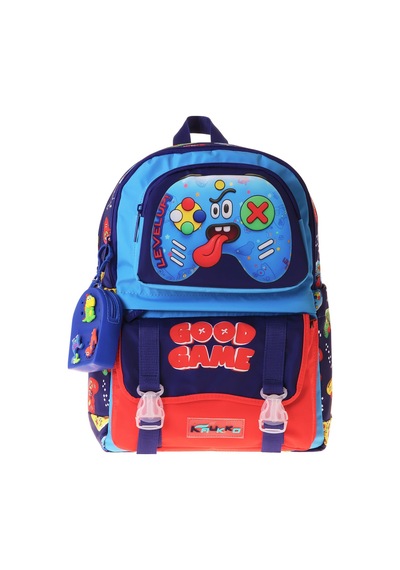 Kaukko Kids Dört Bölmeli Erkek Çocuk Good Game Baskılı Lacivert - Kırmızı Okul Sırt Çantası - L5389 Çok Renkli