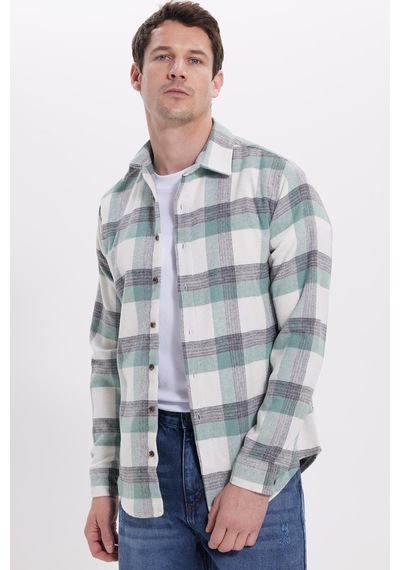Tudors Erkek Slim Fit Dar Kesim Kareli Kışlık Oduncu Gömlek-42210 Mint Tudors Erkek Slim Fit Dar Kesim Kareli Kışlık Oduncu Gömlek-42210 Mint