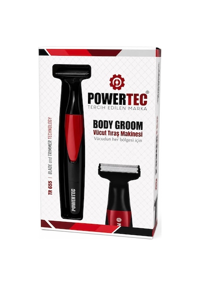 Powertec TR-655 Vücut Tıraş Makinesi (Body Groom) Çift Bıçak - Sıfıra Yakın Kesim