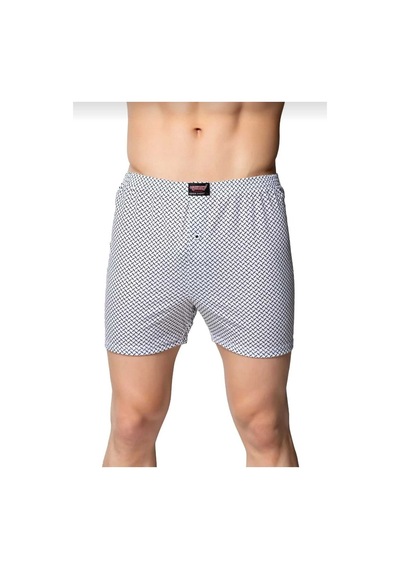 Sedef Yıldızı Desenli Erkek Boxer 3 Adet Karışık Renk %100 Pamuk Çok Renkli