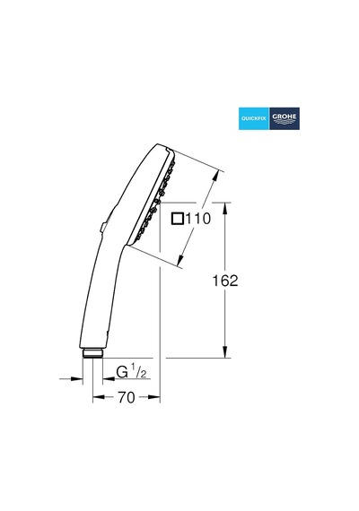 Grohe Vitalio Comfort 110 El Duşu, 2 Akışlı Yağmur & Jet , Smartswitch, 110mm Kare Duş Başlığı, Kireç Önley Diğer