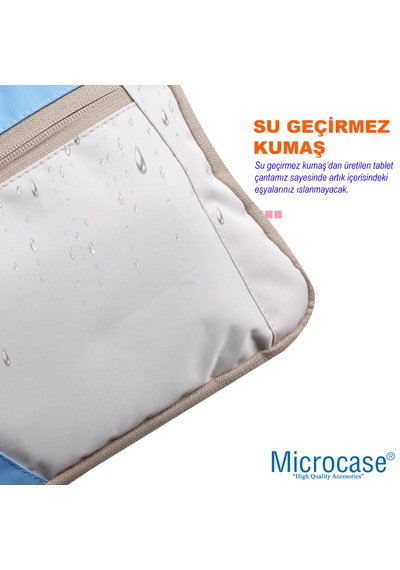 Microcase Tcl Tab 11 Gen 2 Tablet İçin Omuz Askılı El Tutacaklı Universal Sleeve Taşıma Çantası Al4346 Pembe Mavi Krem Lazer