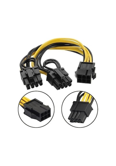 Pci-e 6 Pin Dişi To 2 X Pci-e 8 6+2 Pin Erkek Gpu Güç Çoklayıcı Kablo
