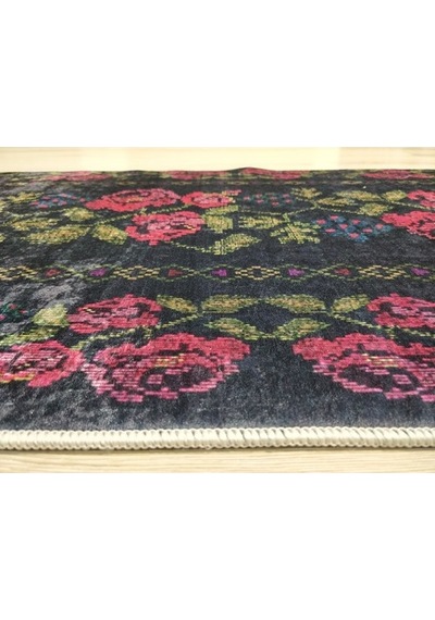 Yamalı Home Style Deri Taban Siyah Kırmızı Pr5616-80X150 Siyah