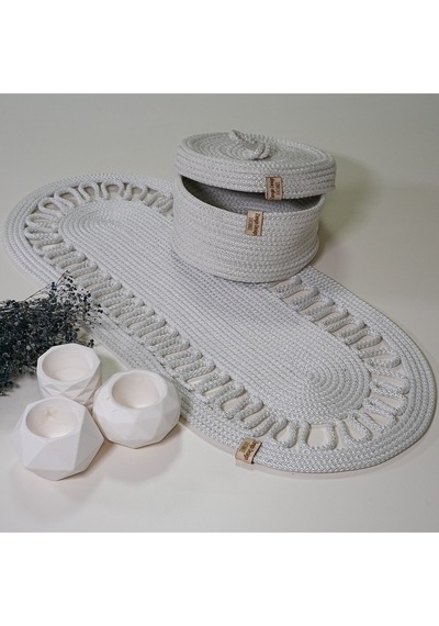 Zengin Design Home Zdh-9002 Oval Runner Beyaz