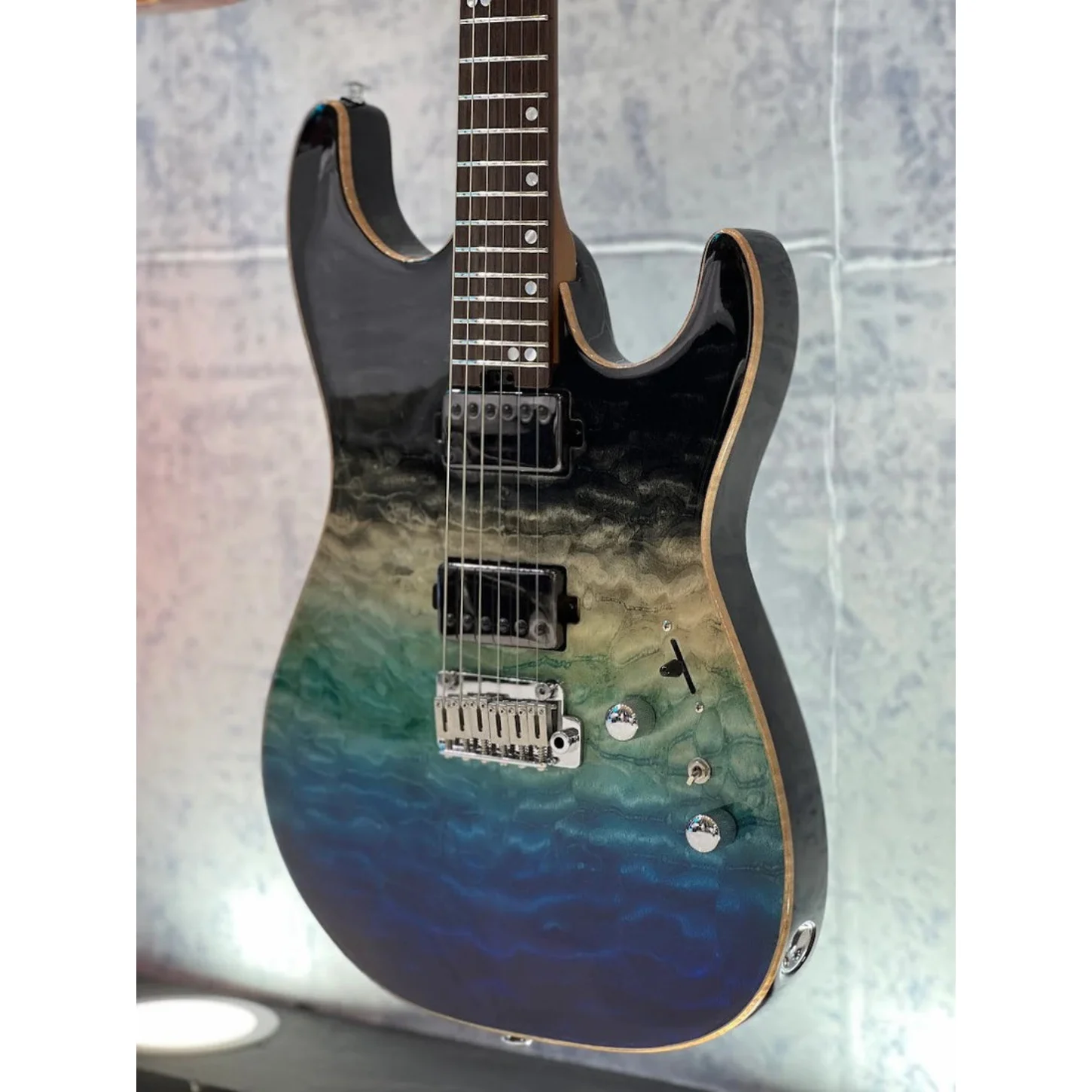 Soloking Ms-1 Custom 24 Hh Quilt With Rosewood Fb İn Ocean Storm Double Wipeout Jescar W/gigbag