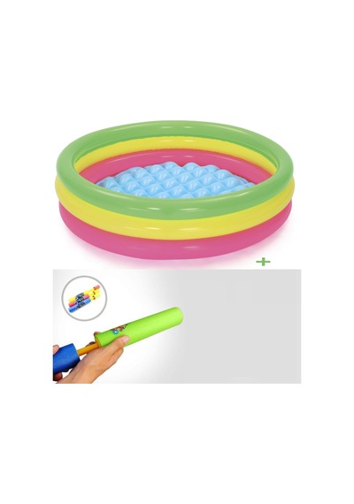 Su Pompalı- Bestway 51104. 3 Boğum Şişme Zemin Havuz-102x25cm Çok Renkli