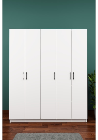 Asra Trend Vestiyer & Portmanto V-09 %100 MDF 5 Kapaklı Geniş Ayakkabılık Beyaz