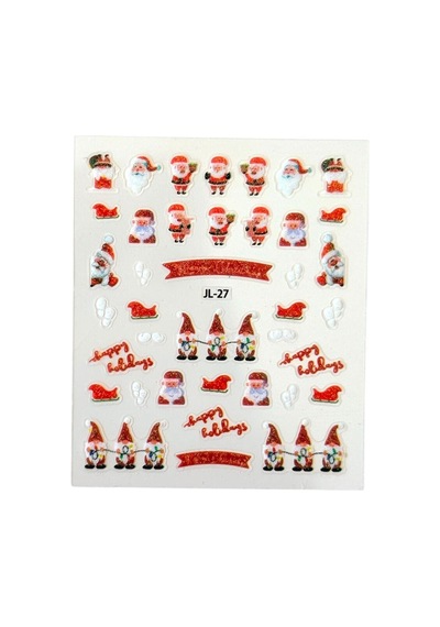No:27 - Noel Baba 3d Tasarım Yapışkan Tırnak Sticker Tırnak Dövmesi Nail Art