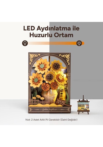 Rowood Th002 Ayçiçeği Golden Sunflower Dıy Minyatür Maket Model Seti Ahşap 3d Wooden Puzzle 3d Model Kit Detaylı Dekoratif Hobi Seti Ahşap Maket