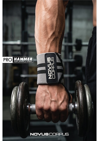 Ağırlık Bilekliği Wrist Wraps Crossfit Fitness Bilekliği Bilek Koruyucu Destek Bilekliği - 2 Adet - Gri/siyah
