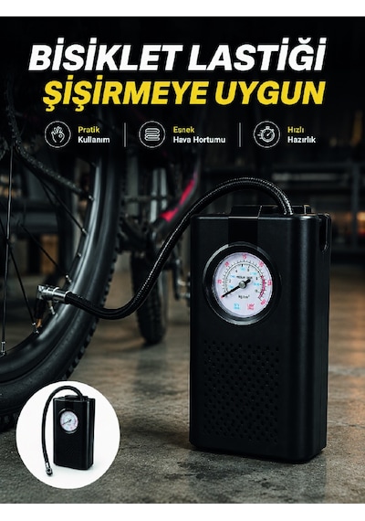 Analog Manometreli Kompakt Araç Hava Pompası Lastik Şişirme Cihazı Akıllı Saat