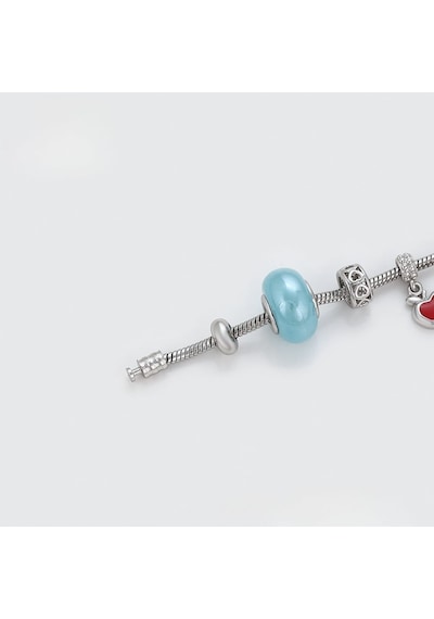 Kalp Detaylı Platin Kaplama Charm Kadın Bileklik Silver