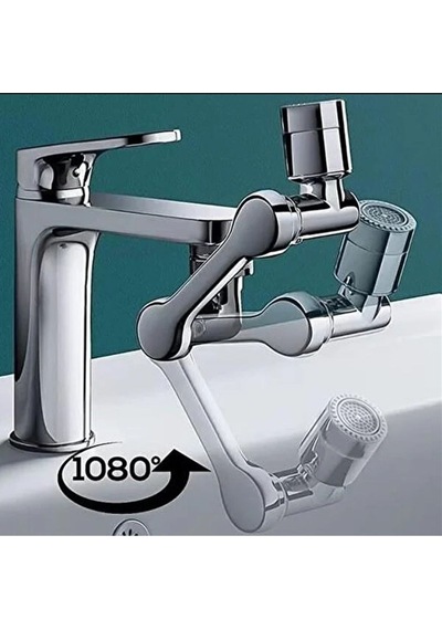 Tüm Musluklara Uyumlu Oynar Başlı Krom Musluk Başlığı 360-1080 Derece Dönebilen Filtre Musluk Başlık