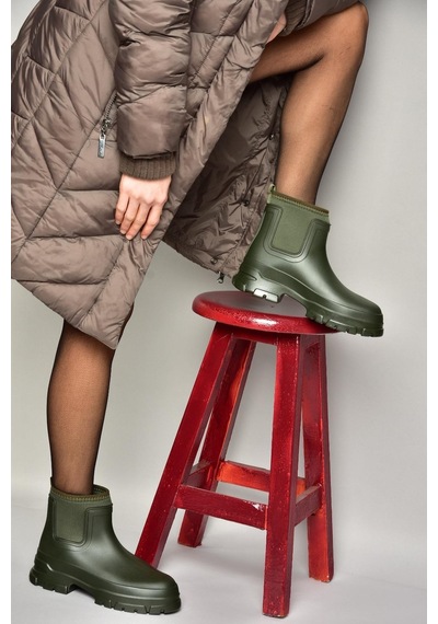 Fox Shoes T858685409 Haki Kalın Tabanlı Yağmur Botu Haki-suni Deri Haki