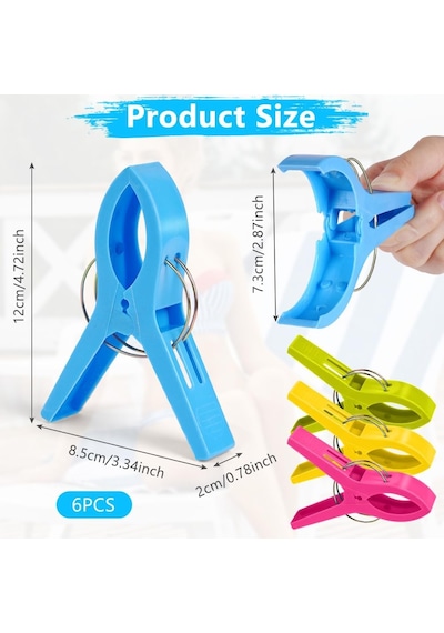 Vicloon Banyo Havlusu Klipsleri 6 Adet Büyük Clothespins Havlu Klipsleri Plaj Havlusu Klipsleri Plaj Ve Şezlonglarda Genel