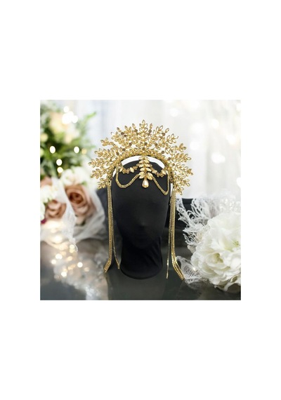 Alınlıklı Büyük Gelin,kına,nişan,söz,after,bride,party Taç Sarı - 694985918 Sarı
