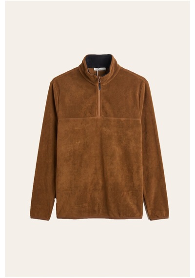 Jsco Erkek Kahve 6240 Basic Dik Yaka Polar Sweatshirt Kahverengi