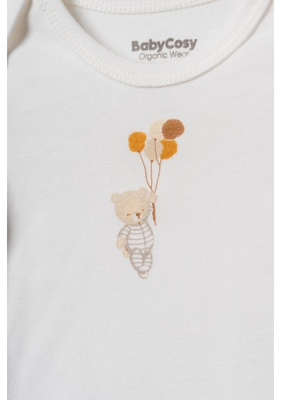 BabyCosy Organic Wear Bebek 2li Uzun Kollu Badi %100 Organik Pamuk, Bebek Ve Yenidoğan Serisi - Csy3052 Ekru