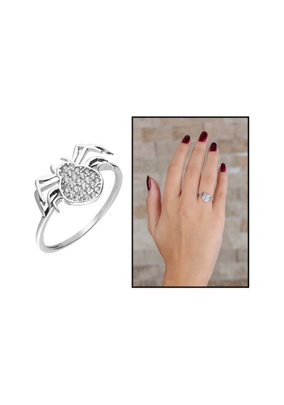 Zirkon Taşlı Spider Tasarım 925 Ayar Gümüş Bayan Yüzük (429500556)