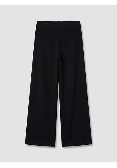 Lcw Everyday Siyah Beli Lastikli Geniş Paça Kadın Triko Pantolon