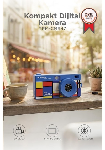 Torima Life Dijital   Kamera Selfie Video Vlog Kamerası Mini Fotoğraf Makinesi CMR47 Mavi