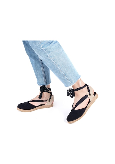 Star Tombis Gerçek Elişi Ipli Düz Topuk Keten Espadril Handmade Siyah