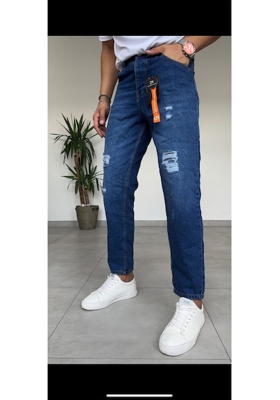 Dnmman Erkek Boyfriend Fit Yıkamalı Lazer İşlemli Jean Lacivert