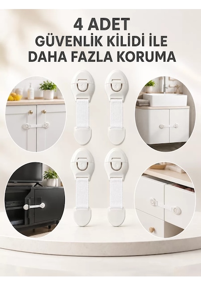 4'lü Esnek Kayışlı Çocuk Güvenlik Kilidi Pratik Ve Güvenli Kullanım 1