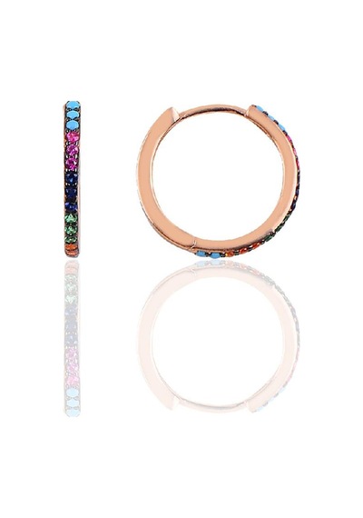 Gümüş Renkli Taşlı 14 Mm Halka Küpe