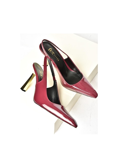 Fox Shoess752074608 Bordo Rugan Kalın Topuklu Kadın Ayakkabı Bordo