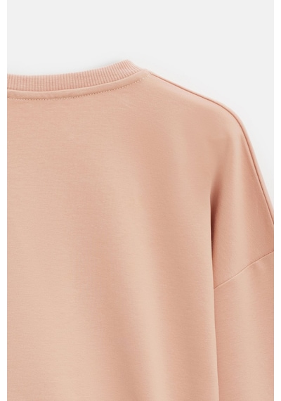 Sââde Kadın Oversize Bisiklet Yaka Basic Casual Sweatshirt Koyu Pudra