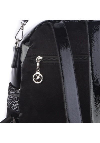 Nas Bag Kadın Dönüştürülebilir Sırt Ve Omuz Çantası Şık Geniş Fermuarlı Çanta 24x31x14 Cm Siyah Simli Çok Renkli