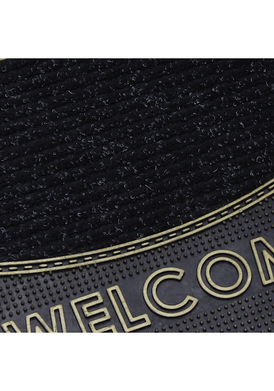 Welcome Yazılı Kauçuk Toz Tutucu Kapı Önü Paspası Gold