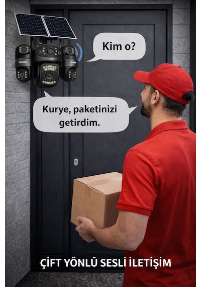 4 Kameralı Çift Solar Panelli Sim Kartlı Gece Görüşlü Aov Güvenlik Kamerası