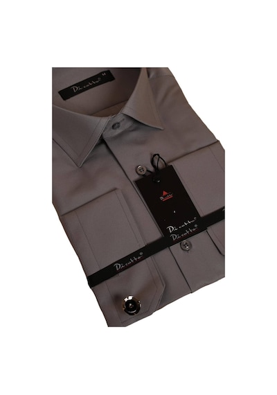 Dicotto Koyu Gri Rahat Kesim Micro Kumaş Kol Düğmeli Regular Fit Erkek Gömlek - 190-7 001