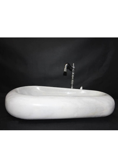 Beyaz Mermer Çakıl Tasarım Lavabo