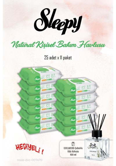 Sleepy Kişisel Bakım Havlusu 11 Paket, Natural 25'li Ve Rosıe Koku Tekli